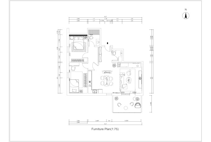 create a 2d interior floor plan with furniture layout